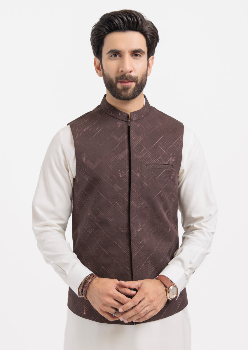 D-Brown-Blended-Waist Coat (M25WCE1006) – Bonanza Satrangi