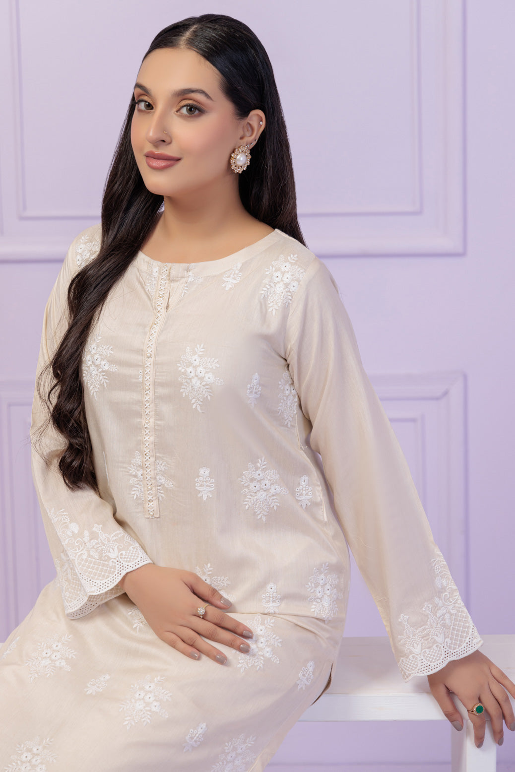 Erina From Nizka By Nida Rehan RTW Hand work Raw Silk 2 Piece Suit Eliana - Festive Collection