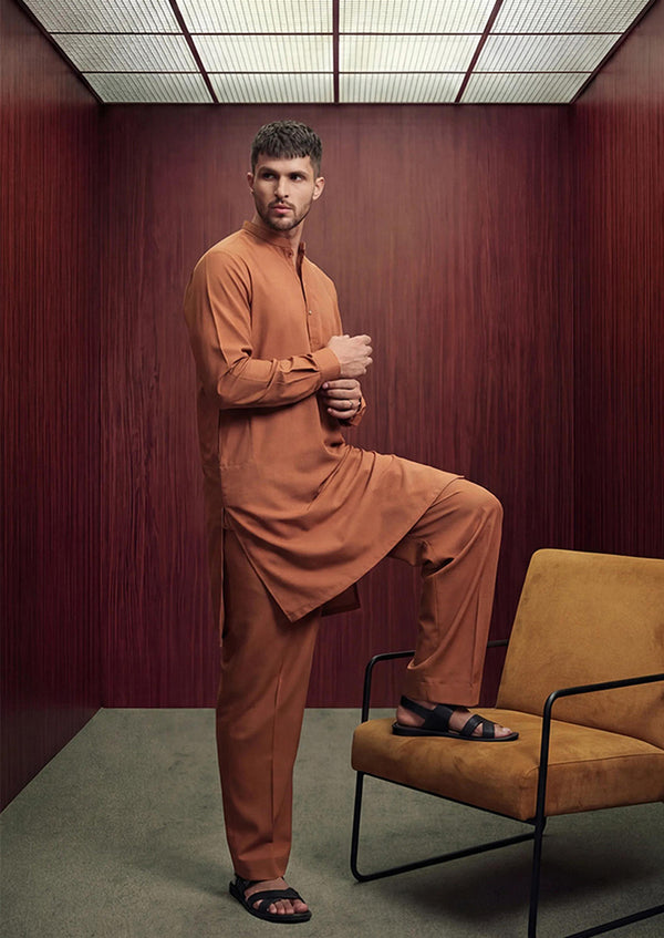 R-Brown-Blended-Kurta Trouser - (MP2PBBW25BM10N16)