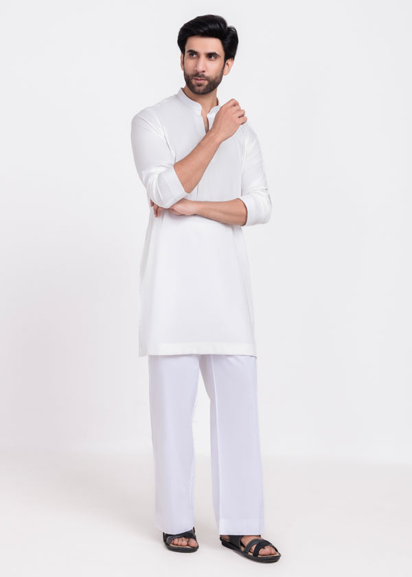 O-White-Blended-Kurta - (MP1PBW25BM9O4)