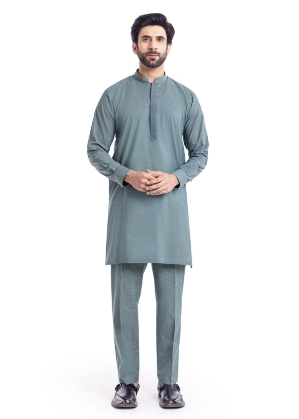 Green-Cotton-Kurta Trouser - (MP2PBBW25BM11D17)