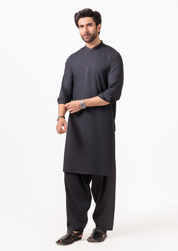 Black-Cotton-Kurta Shalwar - (M25KSS1007)