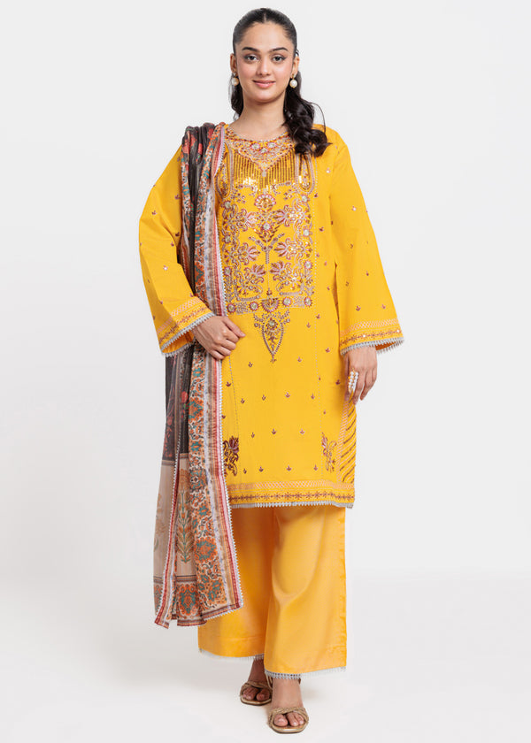 L-Yellow-Cotton Net-3 Piece (WPS25FE3042)