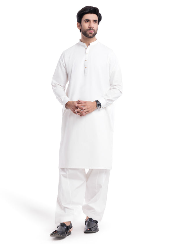 O-White-Cotton-Shalwar Suit - (MP2PBBW25ADD9)