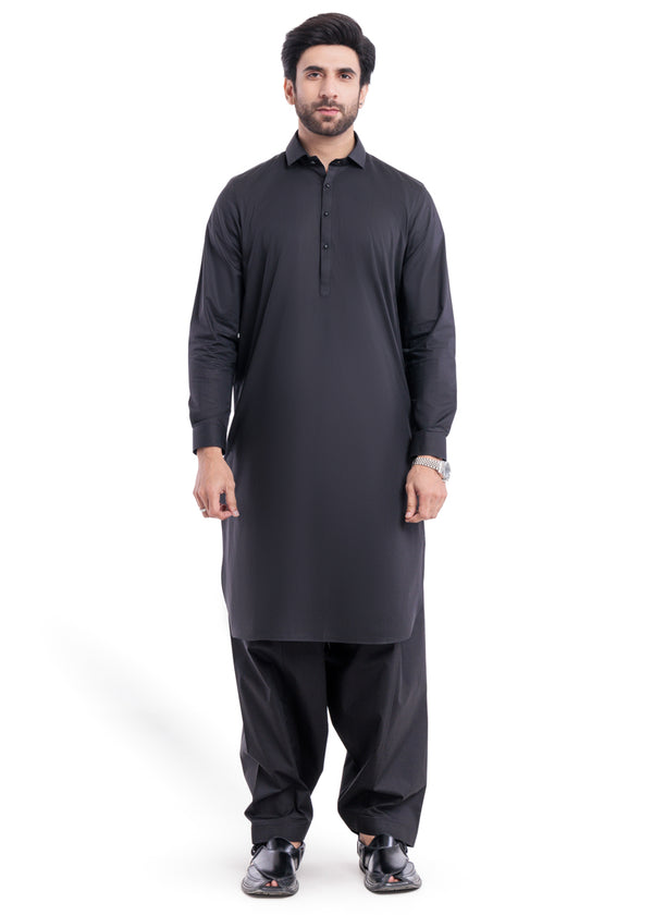 Black-Cotton-Shalwar Suit - (MPS25SSS2055)