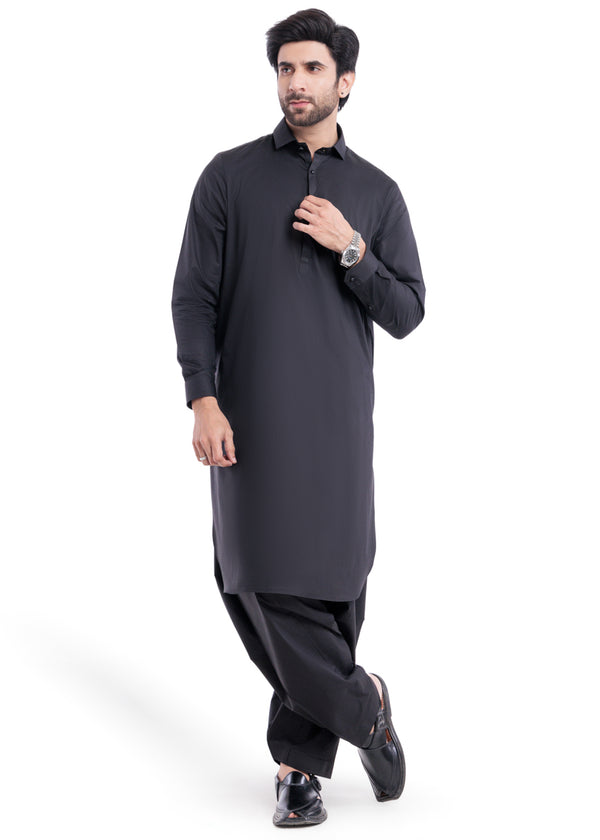 Black-Cotton-Shalwar Suit - (MPS25SSS2055)