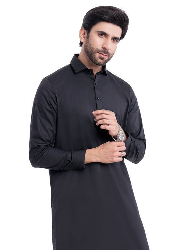 Black-Cotton-Shalwar Suit - (MPS25SSS2055)
