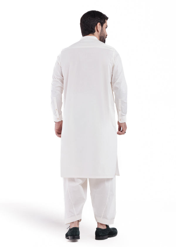 O-White-Cotton-Shalwar Suit - (MPS25SSS2054)