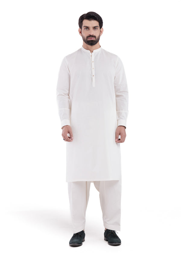 O-White-Cotton-Shalwar Suit - (MPS25SSS2054)