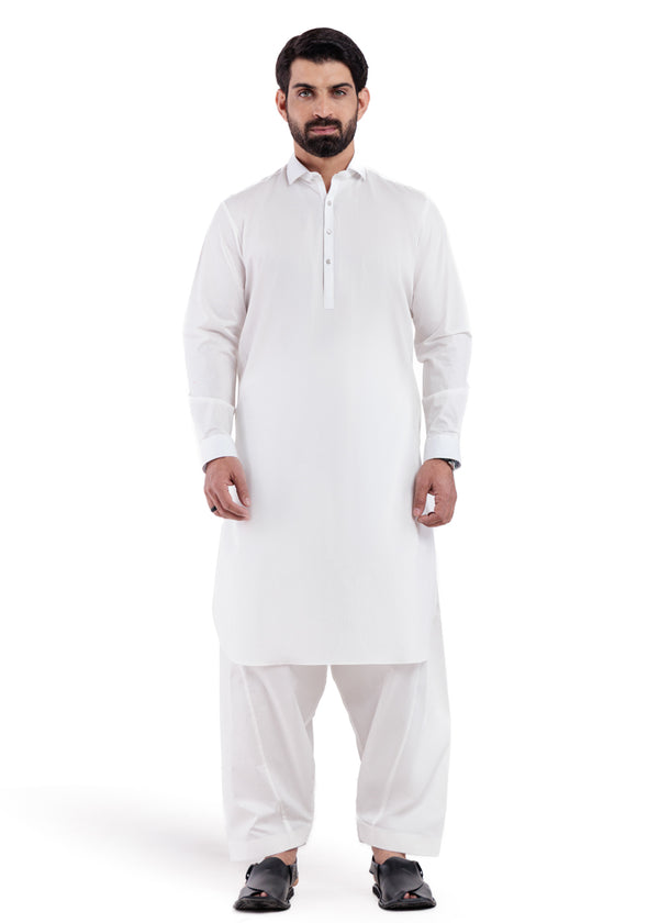 White-Cotton-Shalwar Suit - (MPS25SSS2052)