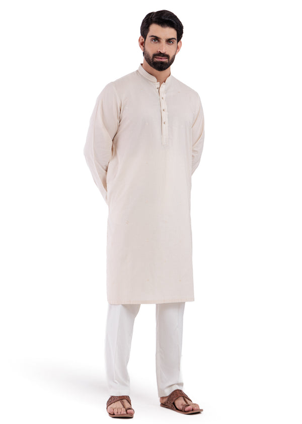 Beige-Dobby-Kurta - (MPS25KUE1103)