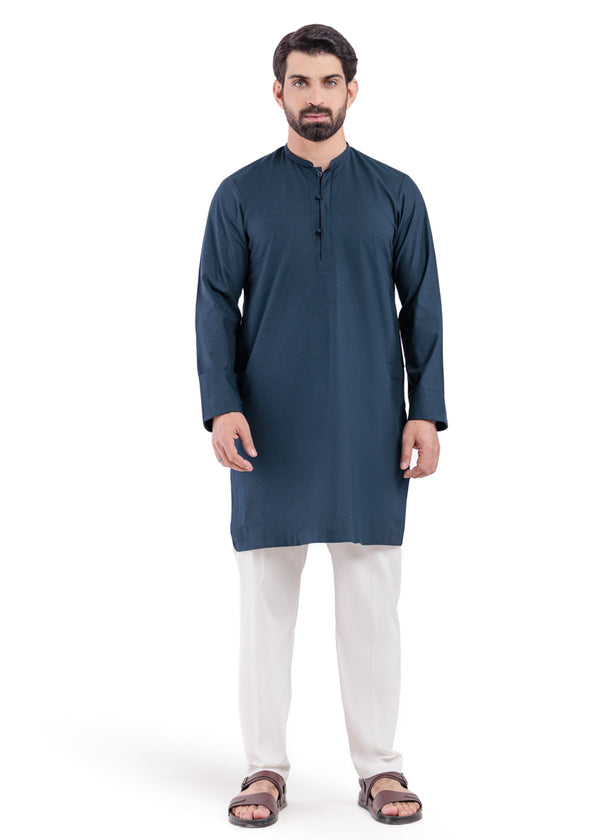 Navy-Blended-Kurta - (MP1PBW25BM10N4)