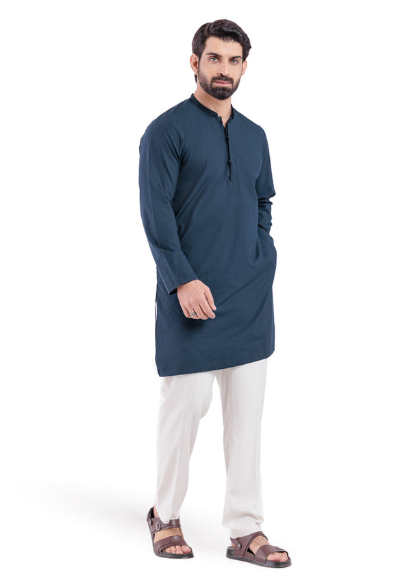 Navy-Blended-Kurta - (MP1PBW25BM10N4)