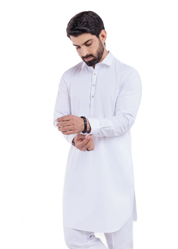 White-Cotton-Kurta-Trouser - (MP2PSBW25ADD13)