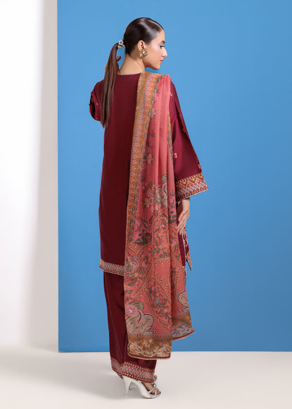 Maroon-Cotton Silk-3 Piece (WPS25FE3023)