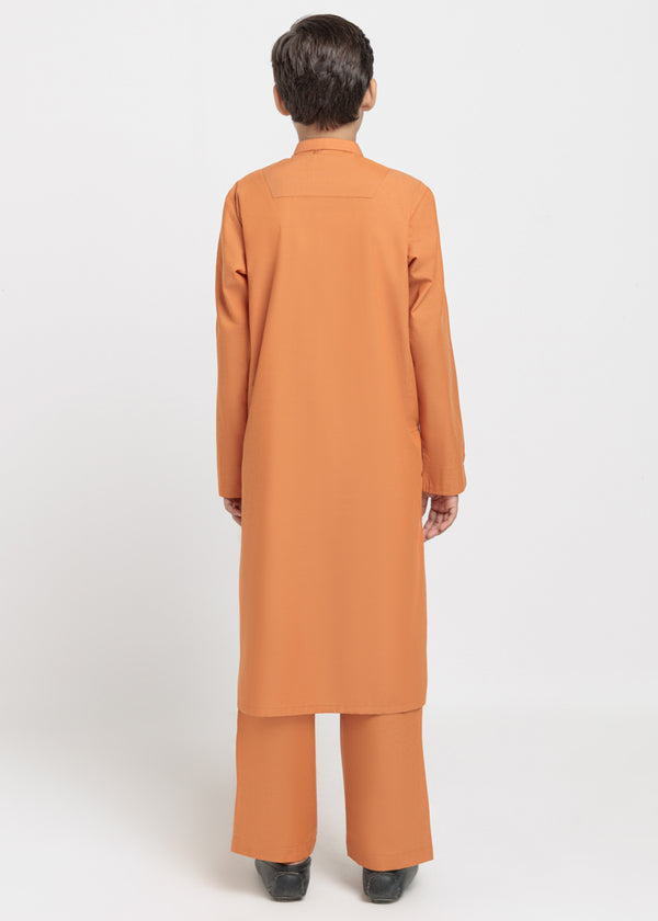 Orange-Cotton-Kurta Trouser - (BPS25KP2093)