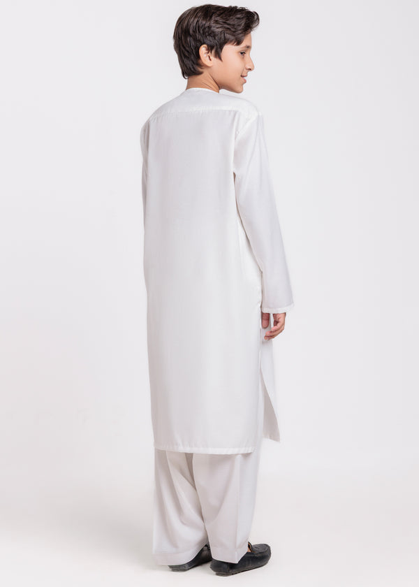 O-White-Blended-Shalwar Suit - (B25SS2031)