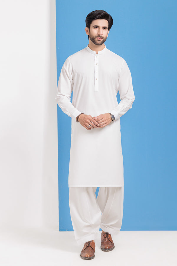 O-White-Cotton-Shalwar Suit - (MPS25SSE2073)