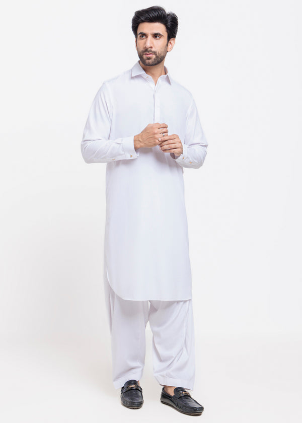 White-Blended-Shalwar Suit - (MPS25SSS2074)