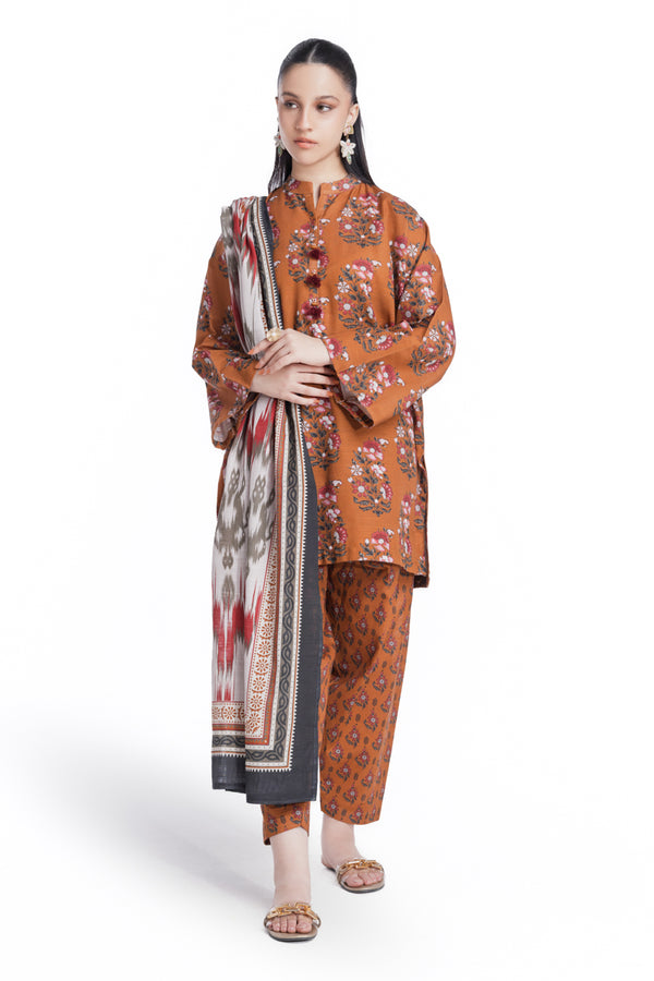 Mahogany-Khaddar-3 Piece-(WP3PPBW25B11D7)