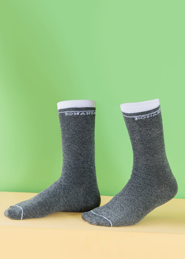 Grey & White Mid Calf Socks (WCMG1)