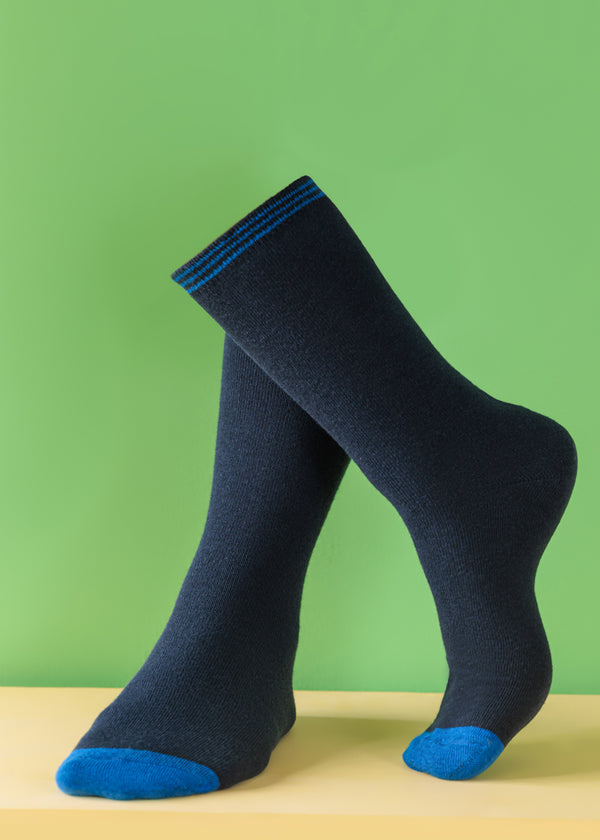 Navy Blue Mid Calf Socks (WDMN1)