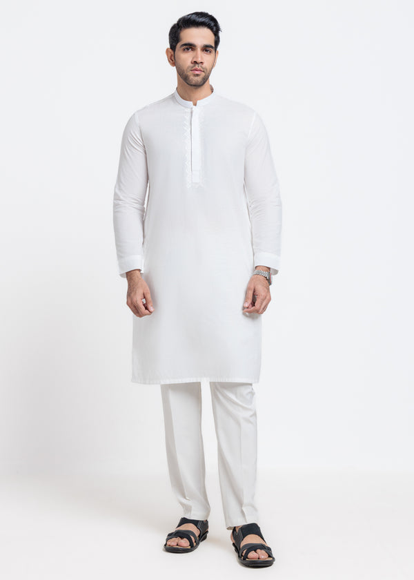 White-Cotton-Kurta - (MPS25KUE1102)