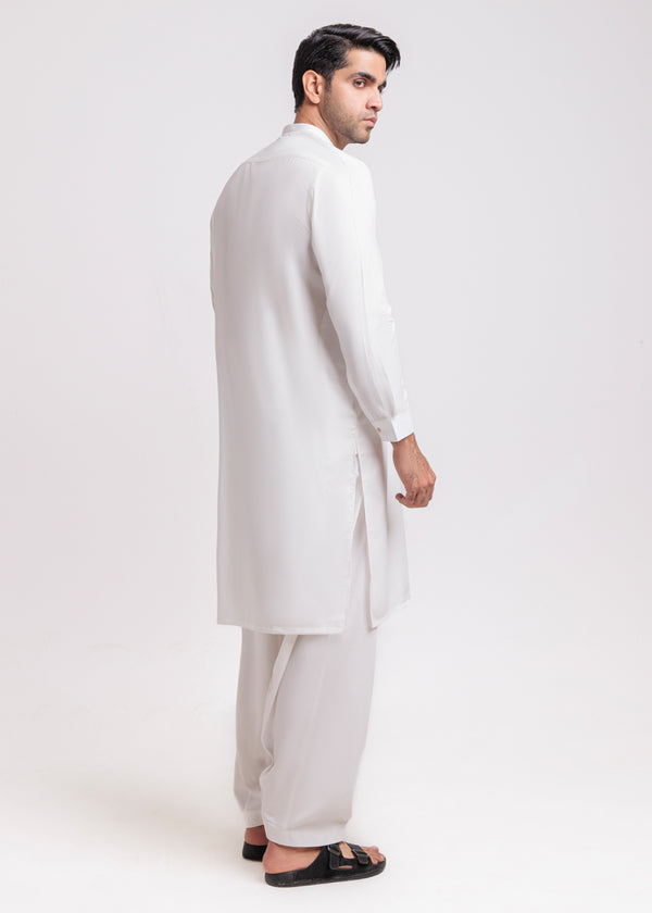 O-White-Blended-Shalwar Suit - (MPS25SSE2051)