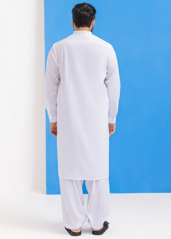 White-Blended-Shalwar Suit - (MPS25SSS2040)