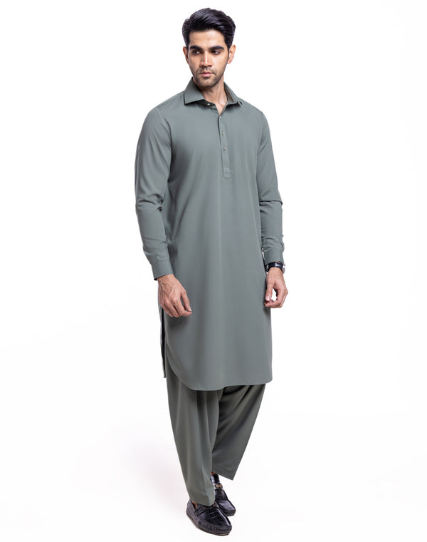D-Green-Blended-Shalwar Suit - (MP2PSBW25BM9O1)