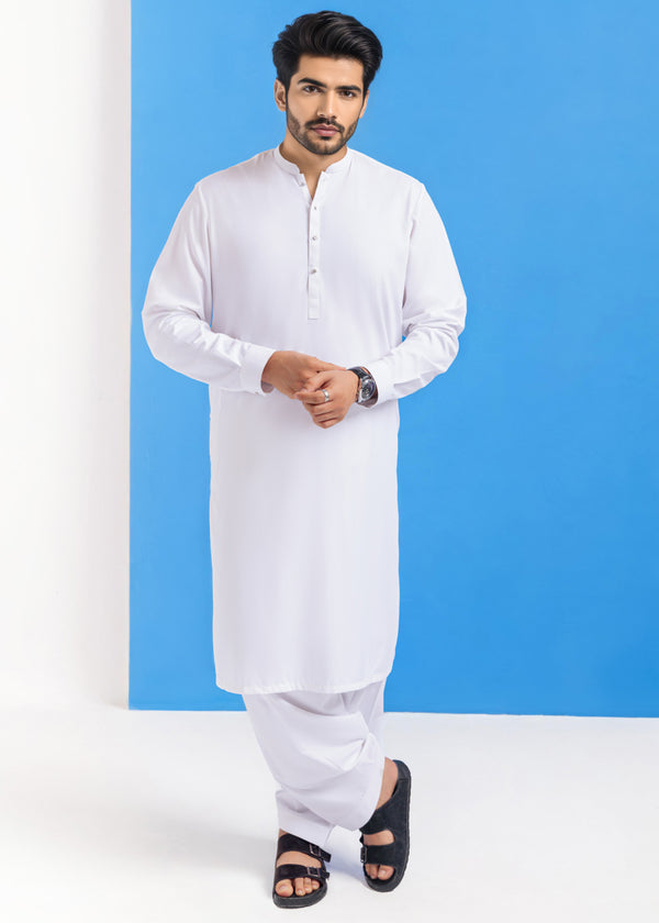 White-Blended-Shalwar Suit - (MPS25SSS2040)