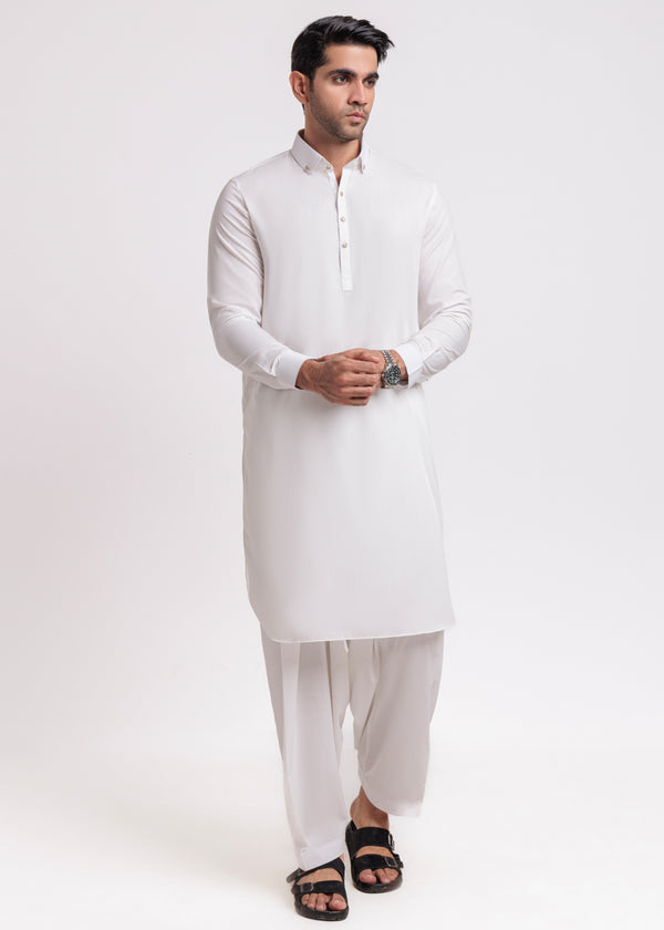 White-Blended-Shalwar Suit - (MPS25SSE2054)
