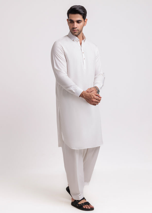 White-Blended-Shalwar Suit - (MPS25SSE2054)