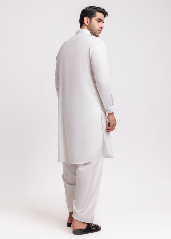 White-Blended-Shalwar Suit - (MPS25SSE2054)