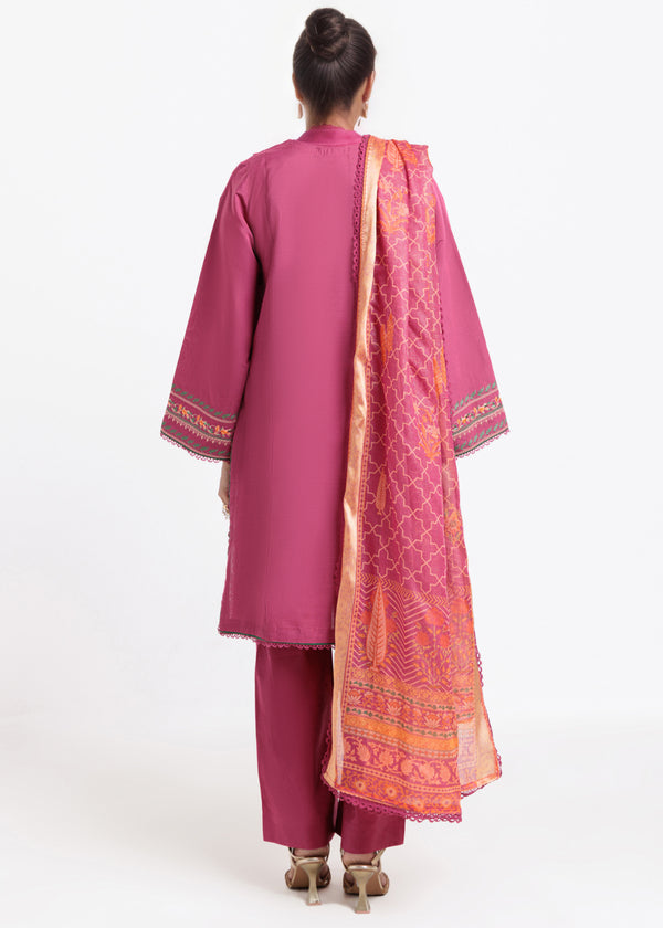 Claret-Cotton Silk-3 Piece (WPS25SE3016)