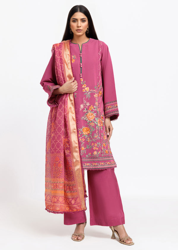 Claret-Cotton Silk-3 Piece (WPS25SE3016)