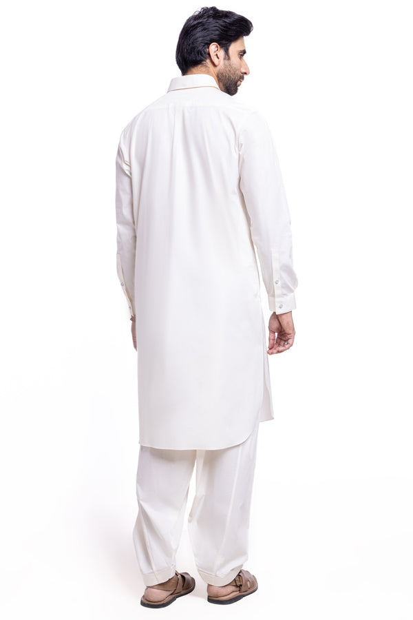 O-White-Cotton-Shalwar Suit - (MPS25SSS2044)