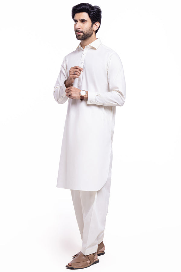 O-White-Cotton-Shalwar Suit - (MPS25SSS2044)