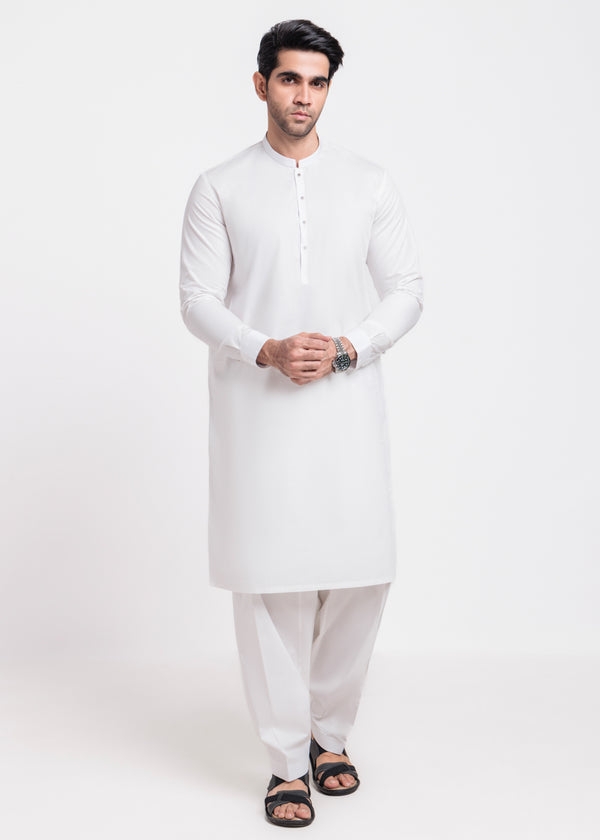 White-Blended-Shalwar Suit - (MPS25SSS2043)