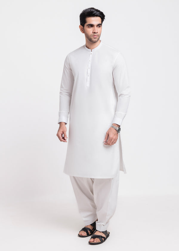 White-Blended-Shalwar Suit - (MPS25SSS2043)