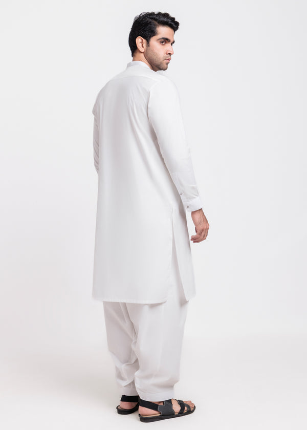 White-Blended-Shalwar Suit - (MPS25SSS2043)