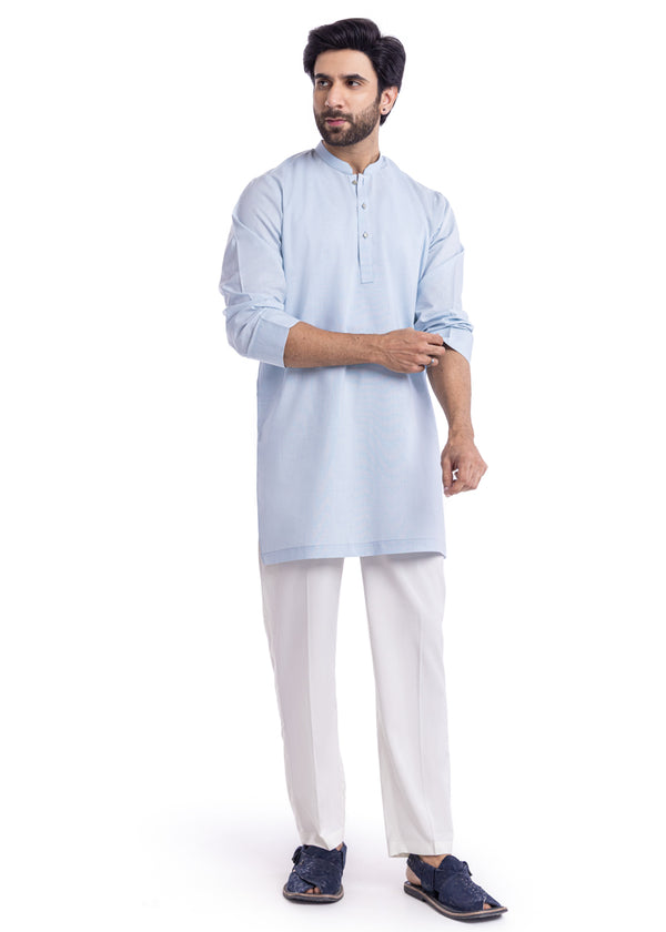 L-Blue-Blended-Kurta - (MP1PBW25BM1J1)