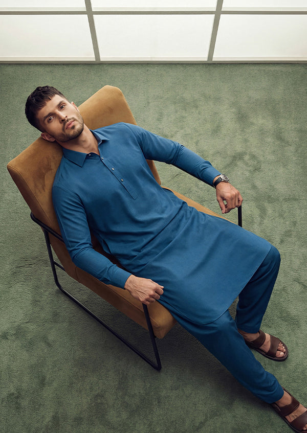 Navy-Blended-Shalwar Suit - (MPS25SSS2067)