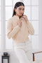 CREAM-HALF ZIPPER FULL SLEEVES CROP TOP SWEATER (24X-003-66)