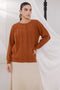 RUST-ROUND NECK RAGLAN SLEEVES CARDIGAN SWEATER (24X-007-66)