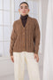 BROWN-SHAWL COLLAR FULL SLEEVES CARDIGAN SWEATER (24X-008-66)