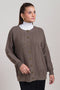 OLIVE-ROUND NECK RAGLAN SLEEVES CARDIGAN SWEATER (24X-009-66)