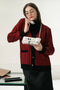 MAROON-V-NECK FULL SLEEVES CARDIGAN W-POCKET SWEATER (24X-013-66)