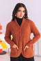 RUST-HIGH NECK CARDIGAN FULL SLEEVES W-POCKET SWEATER (24X-014-66)