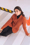 RUST-HIGH NECK CARDIGAN FULL SLEEVES W-POCKET SWEATER (24X-014-66)